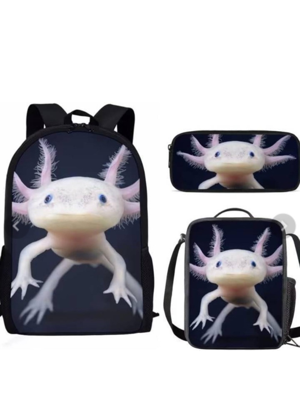 AmzPrint Axolotl Animal Print Bookbag With Lunchbox American Children Back To
